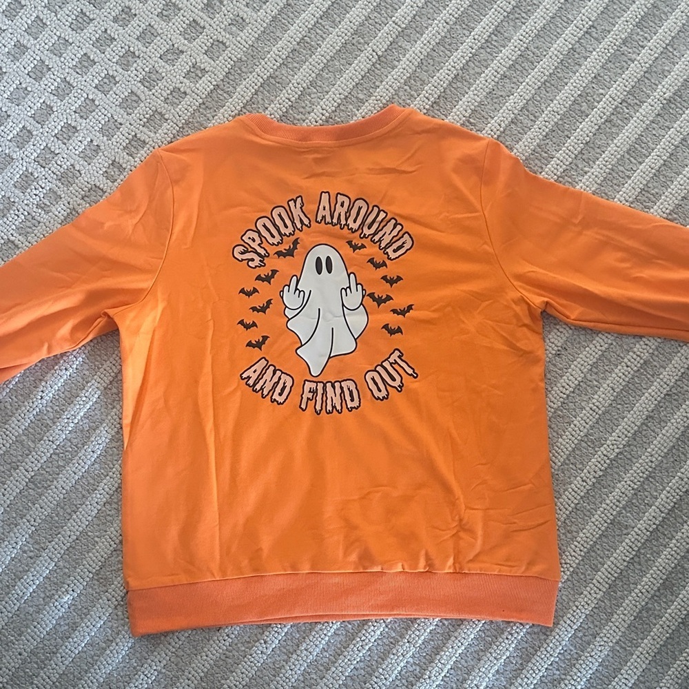 Orange Ghost Print Men's Sweater